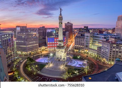 Indianapolis, Indiana, USA Skyline Over Monument Circle.