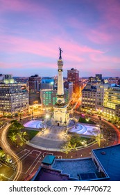 Indianapolis, Indiana, USA skyline over Monument Circle.