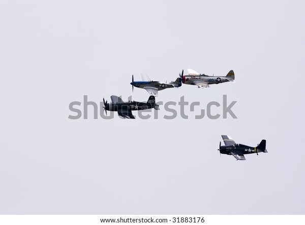 Indianapolis June 7 Four Warbirds Formation Stock Image Download Now