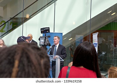 INDIANAPOLIS, IN - MARCH 2019: Mayor Joe Hogsett Delivering A Speech At The 