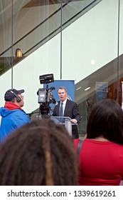 INDIANAPOLIS, IN - MARCH 2019: Mayor Joe Hogsett Delivering A Speech At The 