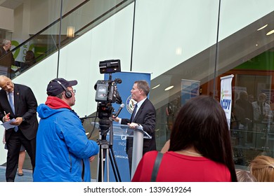 INDIANAPOLIS, IN - MARCH 2019: Mayor Joe Hogsett Delivering A Speech At The 