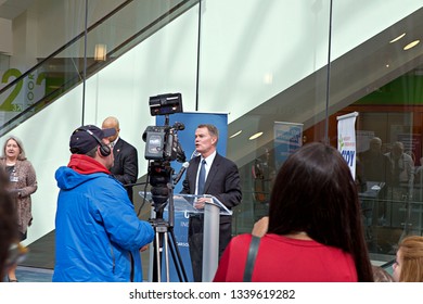 INDIANAPOLIS, IN - MARCH 2019: Mayor Joe Hogsett Delivering A Speech At The 