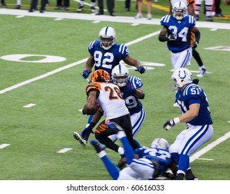 INDIANAPOLIS, IN - SEPT 2: Intercept During Football Game Between Indianapolis Colts And Cincinnati Bengals On September 2, 2010 In Indianapolis, IN