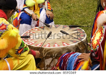 Indians Drumming at a Pow Wow