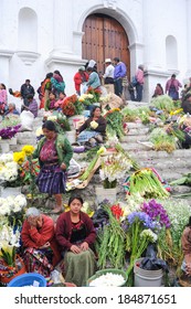 Indians in front of church of  El Calvario in Chichicastenango, Guatemala, 5 february 2014