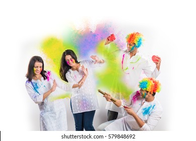 Indians Playing Holi Colours