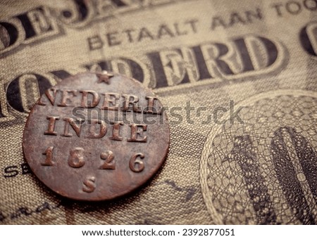 indie nederl coin 1826 s. Ancient Dutch coins made of copper.