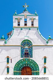 Indigenous 16th Century Mayan San Juan Chamula Church Facade, Oaxaca Valley, Mexico.