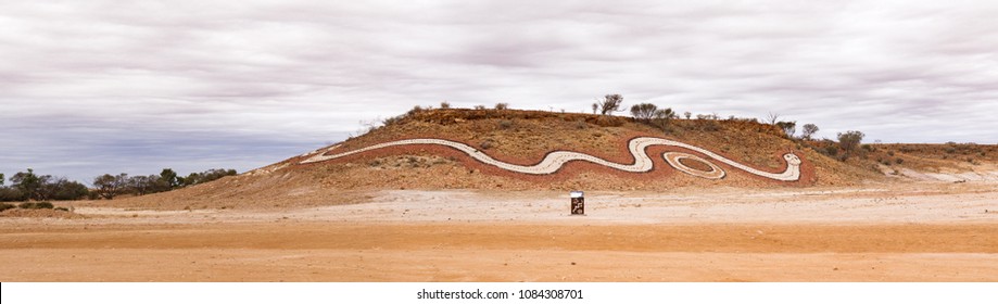 Indigenous Artwork Of A Dreamtime Serpent On A Hill At Betoota, South-west Of Longreach Queensland Public Artworks To Tell Women's Dreamtime Stories Of The Mithika, Wangkamadla And Wangkangurru People