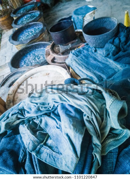 Download Indigo Dye Thai Process Handmade Fabric Stock Photo (Edit Now) 1101220847