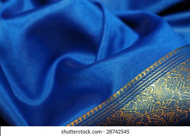 Indigo Textile Silk Cloth - Indian Traditional Dress - Sari