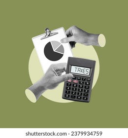 Indirect taxes, new taxes, let's talk about taxes, hand with calculator, taxes, hand with statistics, Banking, Chart, Excise tax, Business, Loan, Analyze, Big Data, Turnover, Buy
