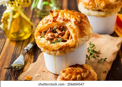 Individual Mushroom Pot Pie With Puff Pastry Crust