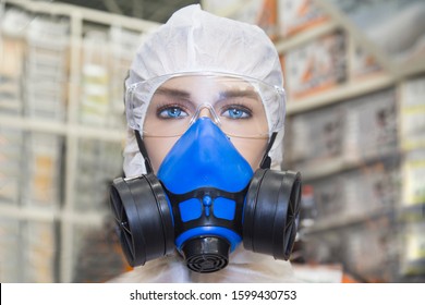 Individual Respirator For Respiratory Protection From Harmful Substances Mounted On A Mannequin. Construction, Medicine, Virus Protection.