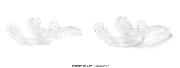 Individual Teeth Whitening Trays, At Home Bleaching Trays, Isolated On White Background, With Clipping Path