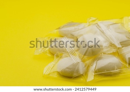 Individually wrapped Japanese rice cakes 'mochi'