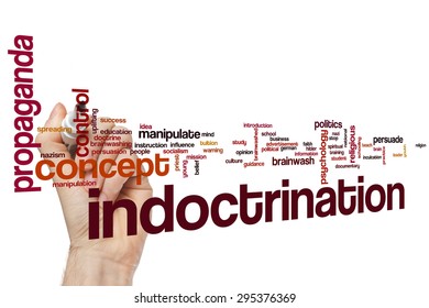 Indoctrination word cloud concept with propaganda  brainwash related tags - Shutterstock ID 295376369