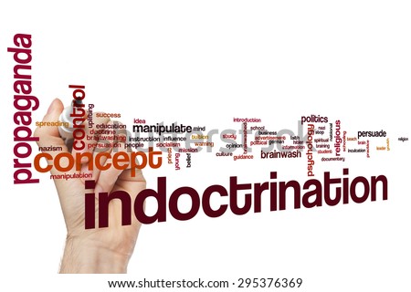 Indoctrination word cloud concept with propaganda  brainwash related tags