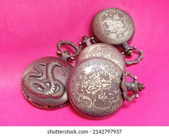 Indonesia 2021 September 21, Pontianak. Old Classic Pocket Watch Collection Souvenir 