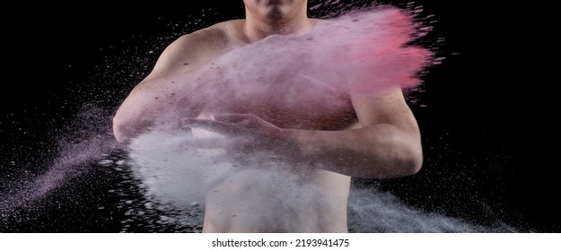 Indonesia Independence Day Studio Photoshoot Using Chalk Dust To Make Indonesian Red And White Flag Like