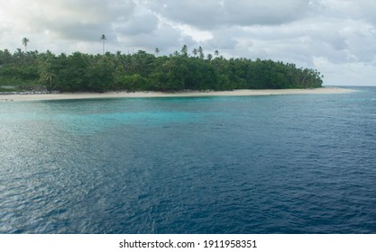 Indonesia islands: Morning Scenery of small islands in Talaud district, North Sulawesi province, taken from an Manado-Melonguane passenger motor boat