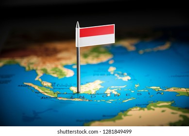 Indonesia Marked With A Flag On The Map