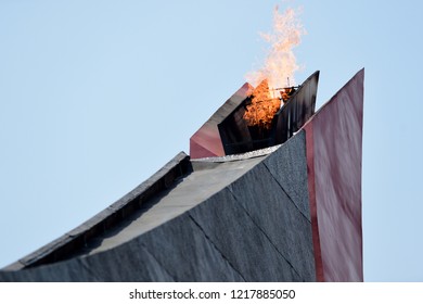 INDONESIA, October 6-13, 2018 : Asian Festival, Asian Para Games 2018 Torch At Utama Gelora Bung Karno Stadium In JAKARTA, INDONESIA