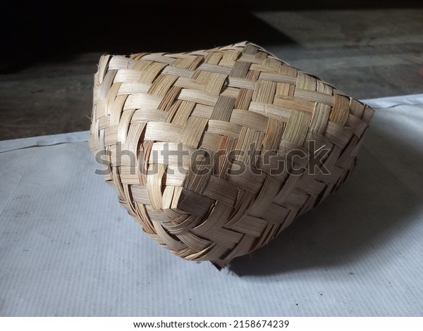Indonesia\
traditional food box that made of\
bamboo