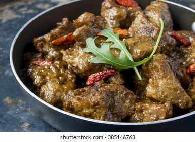 Indonesian Beef Rendang in a pan 