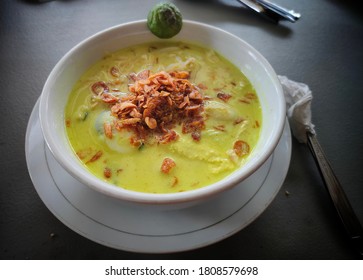 Indonesian Food Caled Laksa Bogor On The White Bowl.