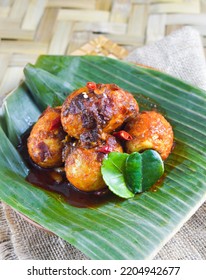 Indonesian Food Telur Balado Or Boiled Eggs In Spicy Sambal.