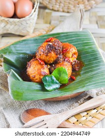 Indonesian Food Telur Balado Or Boiled Eggs In Spicy Sambal.