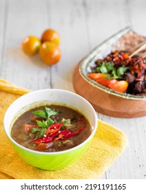 Indonesian Food Tongseng, Goat Meat Cooked With Vegetables And Spices. A Traditional Food From Central Java, Indonesia. 