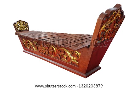 Indonesian Javanese Traditional Gamelan Music Instruments in White Isolated Background