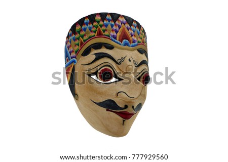 an Indonesian mask, topeng, maschera on withe background