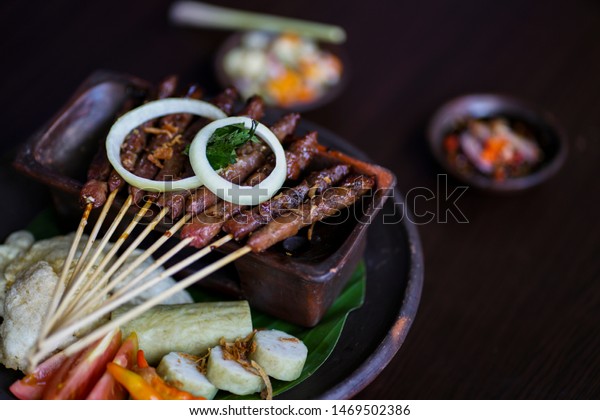 Indonesian Mutton Lamb Satay Served Rice Stock Photo Edit Now 1469502386