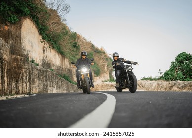 indonesian riders having fun while traveling together with friend