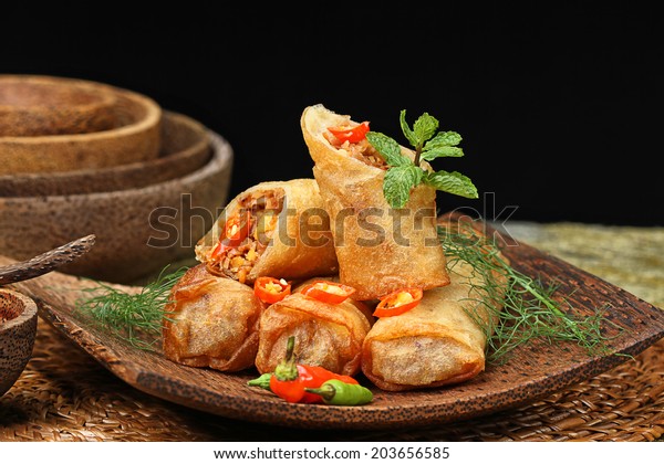 Indonesian Rolls Indonesian Cuisine Lumpia Semarang Stock Photo (Edit