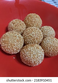 Indonesian Traditional Snack Known As Onde Onde. Made From  Wheat Flour And Mung Bean Powder.