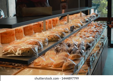 Indonesia-Yogyakarta, July 7th 2019. This Are Racks Full Of Bread In Brad Talk Bakery Inside The Sleman City Hall Mall.