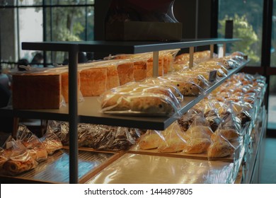 Indonesia-Yogyakarta, July 7th 2019. This Are Racks Full Of Bread In Brad Talk Bakery Inside The Sleman City Hall Mall.