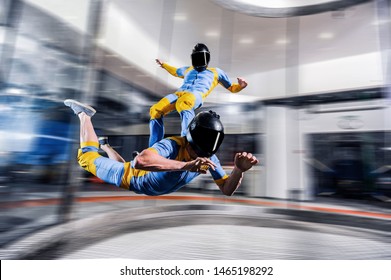 Indoor Adventure Activity Fly In Dubai. Indoor Sky Diving Trick. Action Fly Adrenaline Sport Activity In Wind Tunnel. Star Link