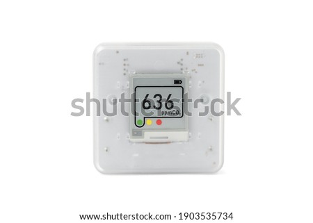 Indoor air quality sensor Isolated on a white background. Co2 monitoring at home