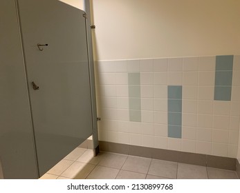 Indoor Bathroom Stall With Door Closed