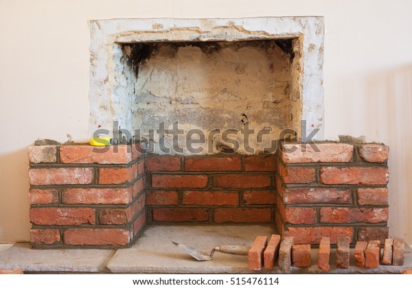 Indoor Diy Project Building Fireplace House Royalty Free Stock Image