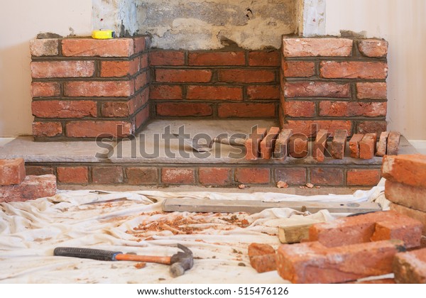 Indoor Diy Project Building Fireplace House Stock Image Download Now
