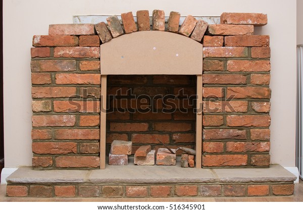 Indoor Diy Project Building Fireplace House Stock Photo Edit Now