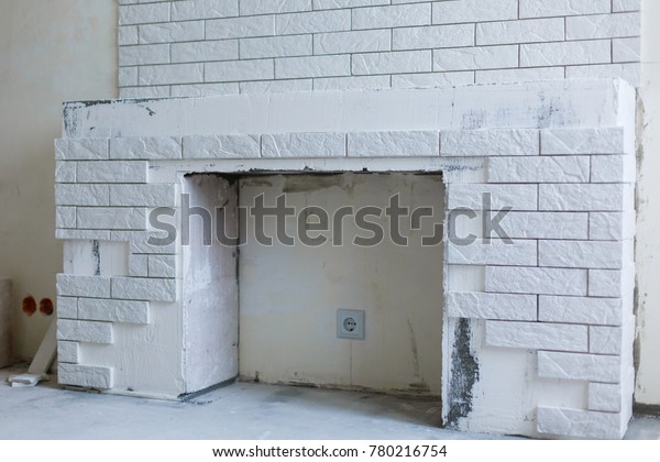 Indoor Diy Project Building Fireplace House Stock Photo Edit Now