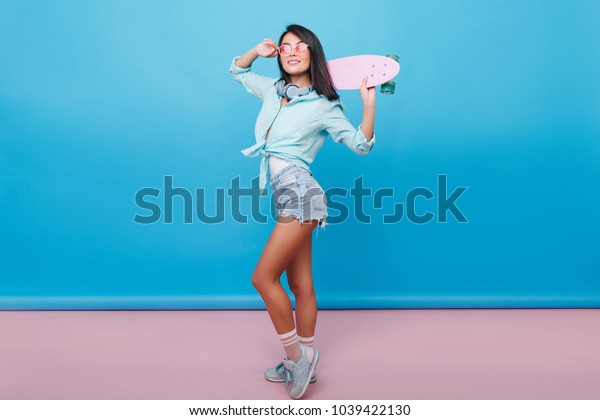 Indoor Fulllength Portrait Tanned Shapely Woman Stock Photo 1039422130